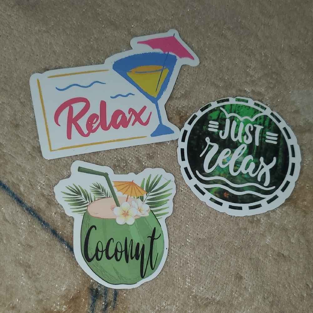 🌈FREE W/BUNDLE🌈 Set Of 3 Relax Themed Stickers